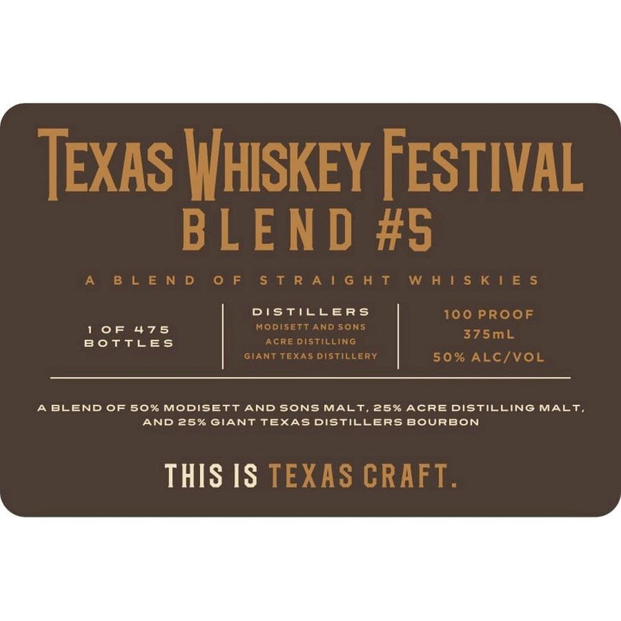 Texas Whiskey Festival Blend #5 Blended Whiskey Crowded Barrel Whiskey Co.