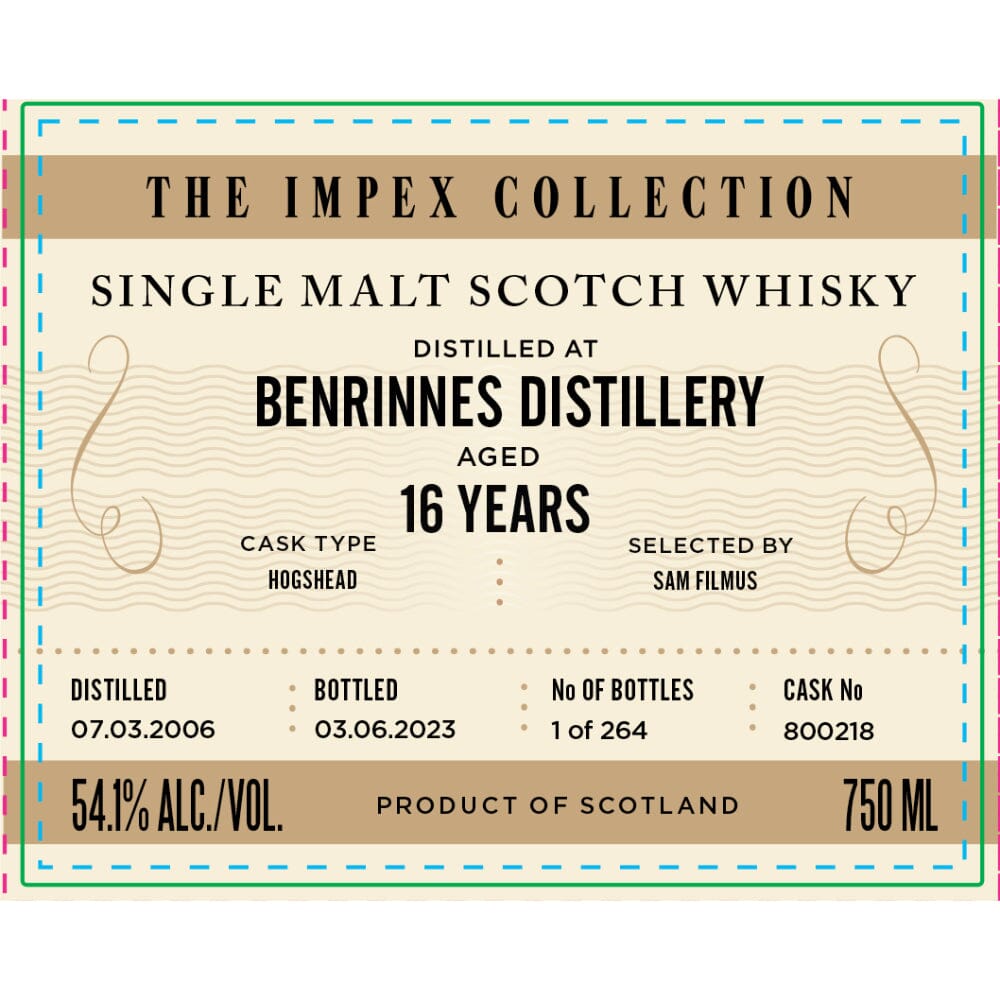 The ImpEx Collection Benrinnes Distillery 16 Year Old 2006 Scotch The ImpEx Collection