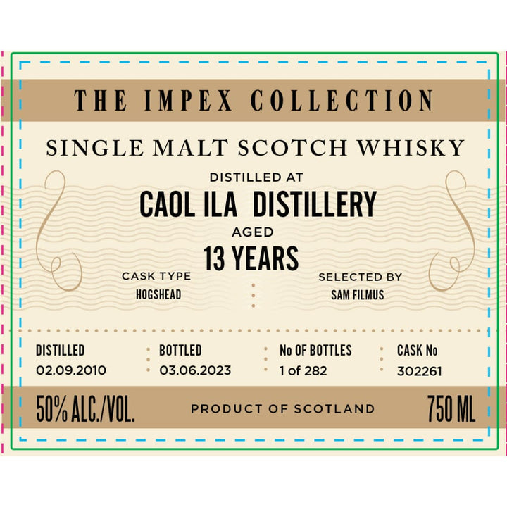 The ImpEx Collection Caol Ila Distillery 13 Year Old 2010 Scotch The ImpEx Collection