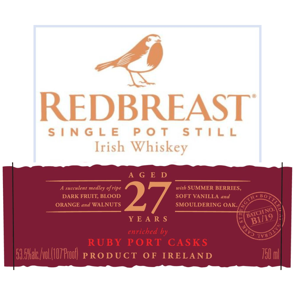 Redbreast 27 Year Old Ruby Port Casks Irish whiskey Redbreast