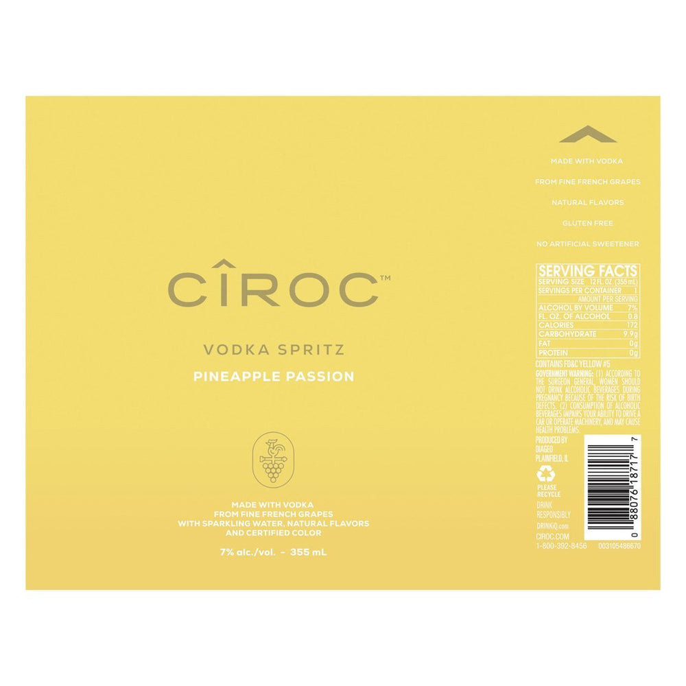 Ciroc Vodka Spritz Pineapple Passion 4PK Cans Cocktail CÎROC