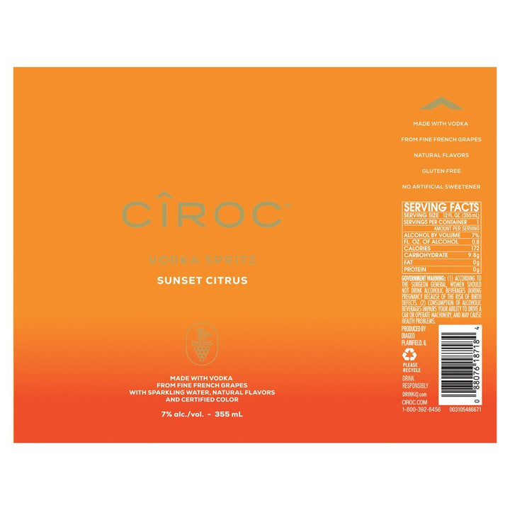 Ciroc Vodka Spritz Sunset Citrus 4PK Cans Cocktail CÎROC