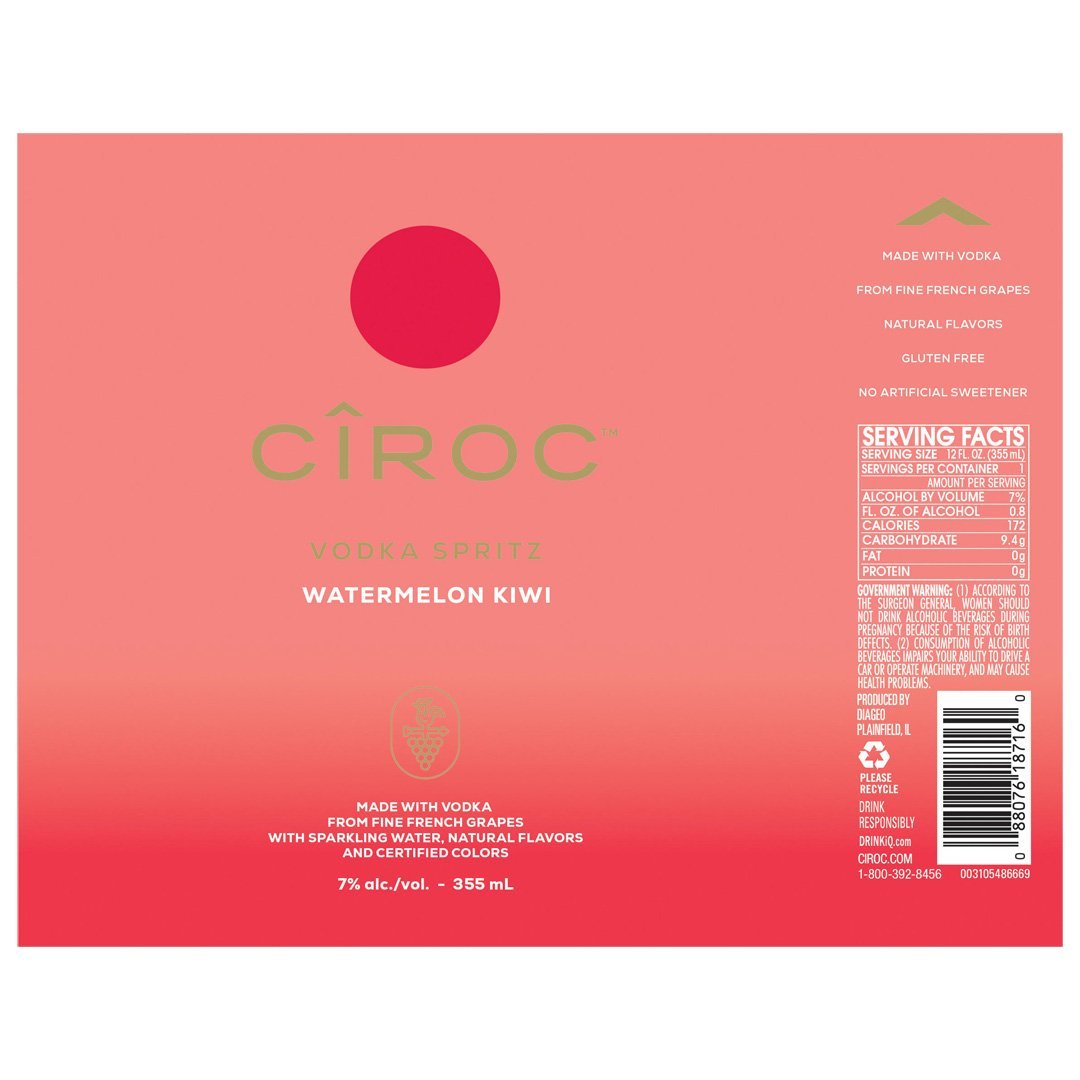 Buy Ciroc Vodka Spritz Watermelon Kiwi 4PK Cans Online