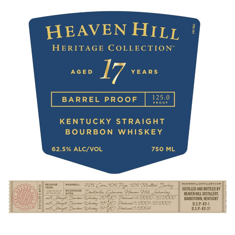 Heaven Hill 17 Year Old Barrel Proof Kentucky Straight Bourbon Whiskey Heaven Hill Distillery