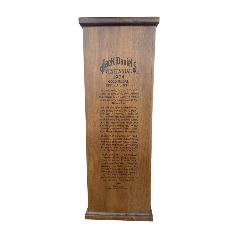 Jack Daniel's 1904 Gold Medal Replica 100th Anniversary Wooden Box Signed Bottle by Jimmy Bedford 1.75L Tennessee Whiskey Jack Daniel's