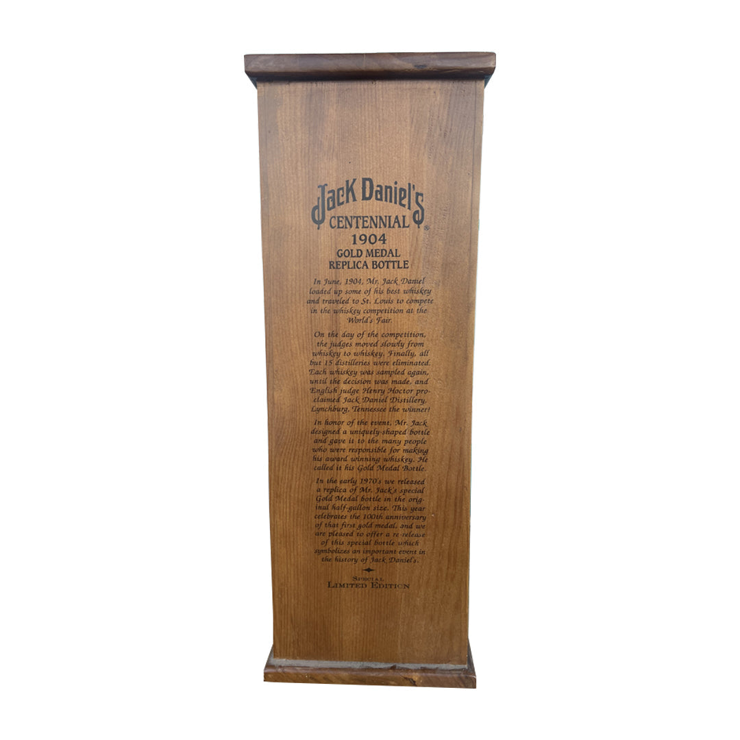 Jack Daniel's 1904 Gold Medal Replica 100th Anniversary Wooden Box Signed Bottle by Jimmy Bedford 1.75L Tennessee Whiskey Jack Daniel's
