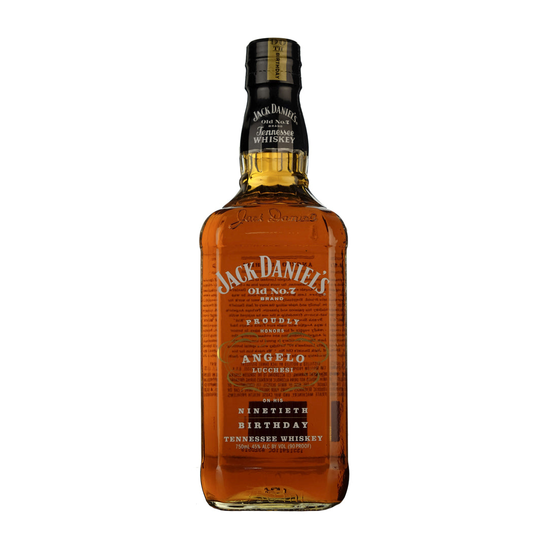 Jack Daniel's Angelo Lucchesi 90th Birthday Signed Bottle by Angelo Lucchesi Tennessee Whiskey Jack Daniel's