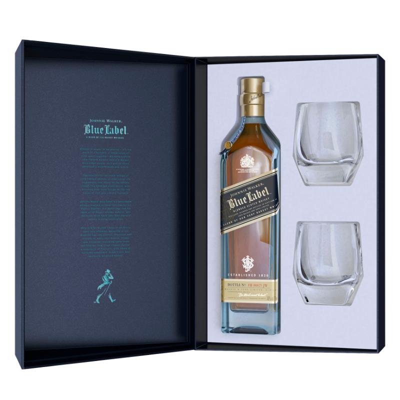 Johnnie Walker Blue Label Limited Edition Design Gift Set With Crystal Glasses Scotch Johnnie Walker