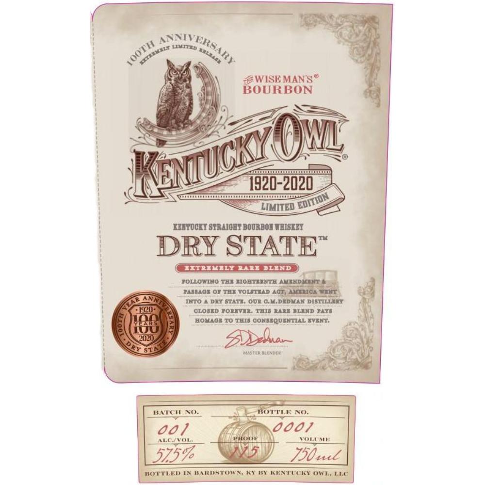 Kentucky Owl Dry State 100th Anniversary Edition Bourbon Kentucky Owl