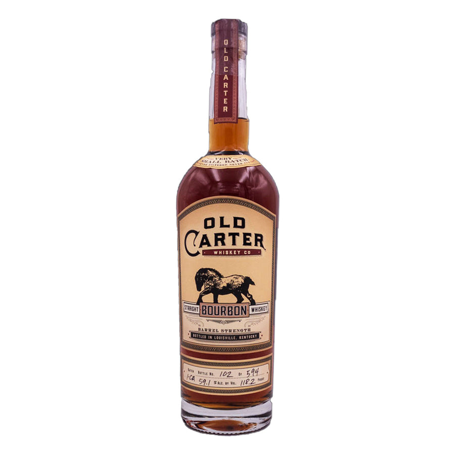 Old Carter Straight Bourbon Whiskey Barrel Strength Very Small Batch #1-CA 118.2 Proof Straight Bourbon Whiskey Old Carter