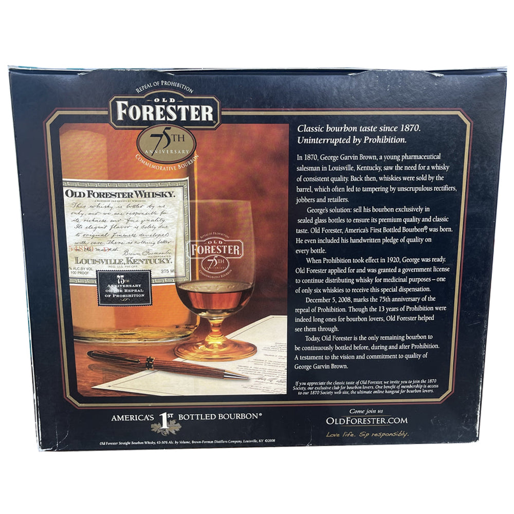 Old Forester 75th Anniversary of the Repeal of Prohibition 375ML Gift Box Kentucky Straight Bourbon Whiskey Old Forester