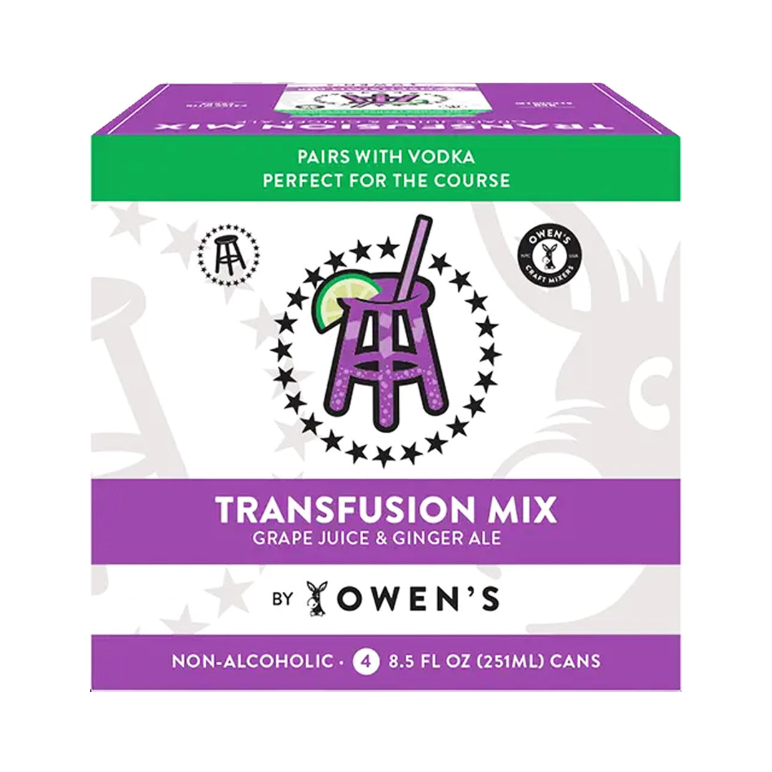 Owen's Barstool Transfusion Mix - Grape Juice & Ginger Ale 4PK Non-Alcoholic Spirits Owen's Mixers