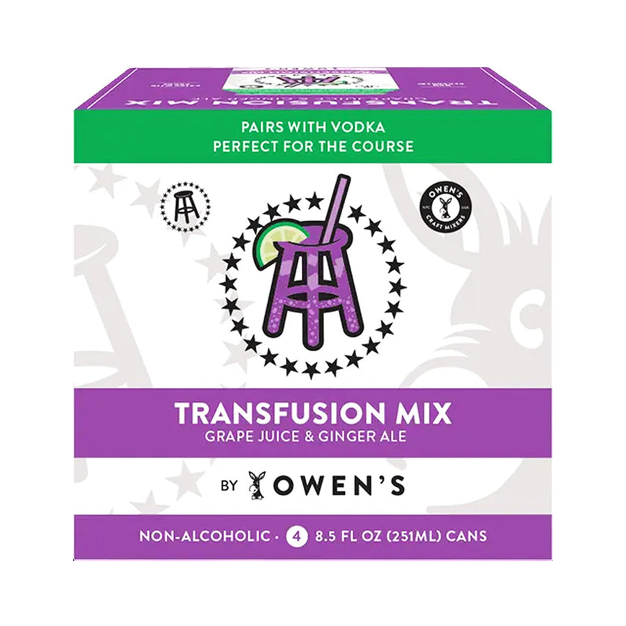 Owen's Barstool Transfusion Mix - Grape Juice & Ginger Ale 4PK Non-Alcoholic Spirits Owen's Mixers