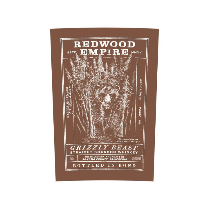 Redwood Empire Grizzly Beast Bourbon Bottled In Bond Straight Bourbon Whiskey Redwood Empire Whiskey