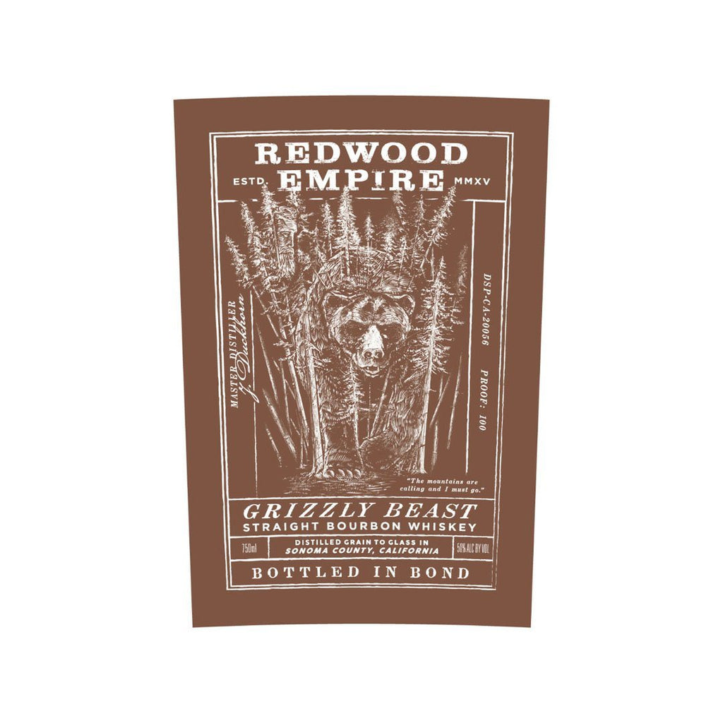 Redwood Empire Grizzly Beast Bourbon Bottled In Bond Straight Bourbon Whiskey Redwood Empire Whiskey 