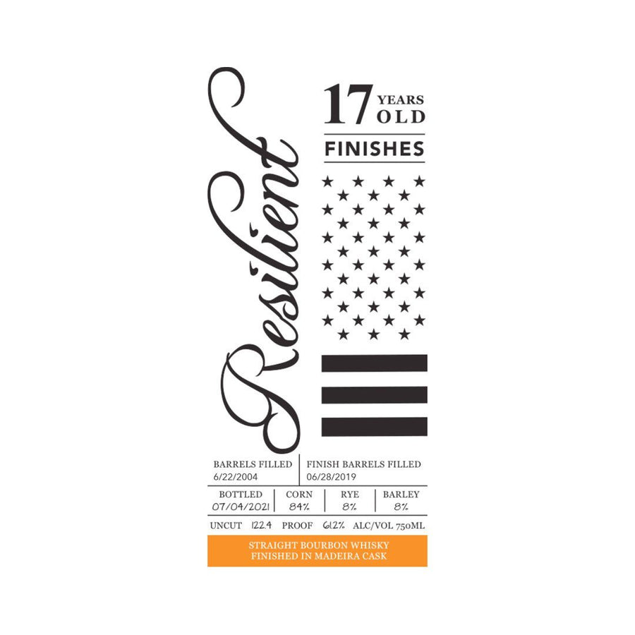 Resilient 17 Year Old Madeira Cask Finished Straight Bourbon Straight Bourbon Whisky Resilient Bourbon