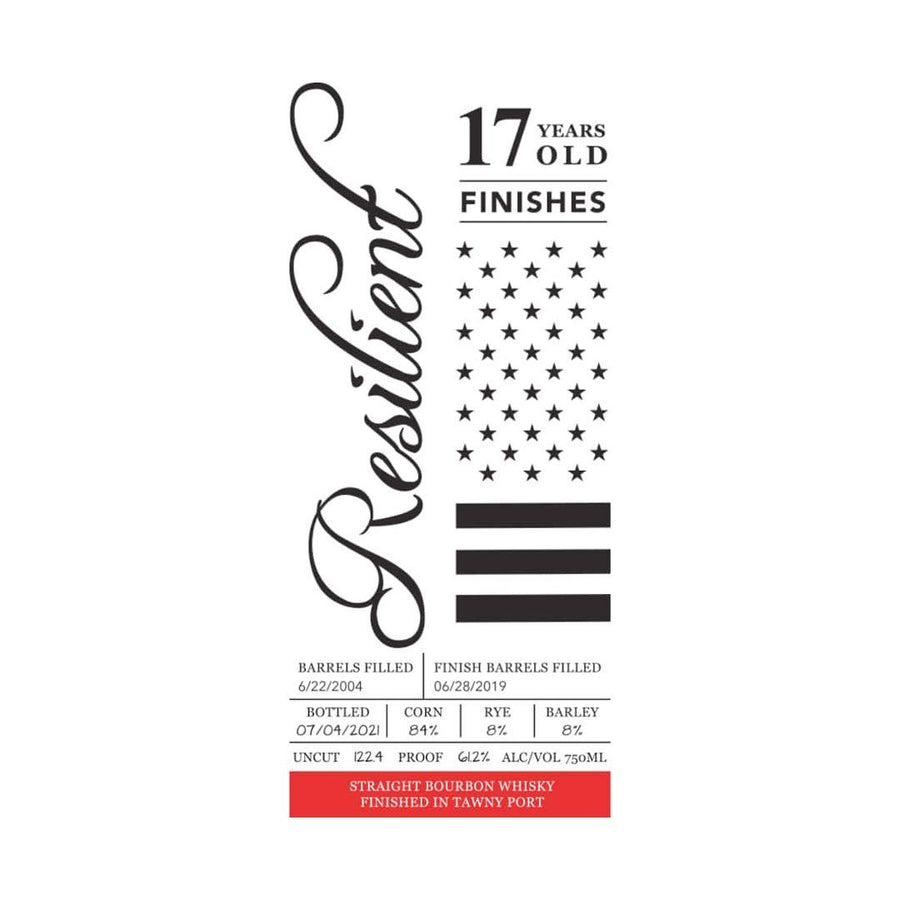 Resilient 17 Year Old Tawny Port Cask Finished Straight Bourbon Kentucky Straight Bourbon Whisky Resilient Bourbon