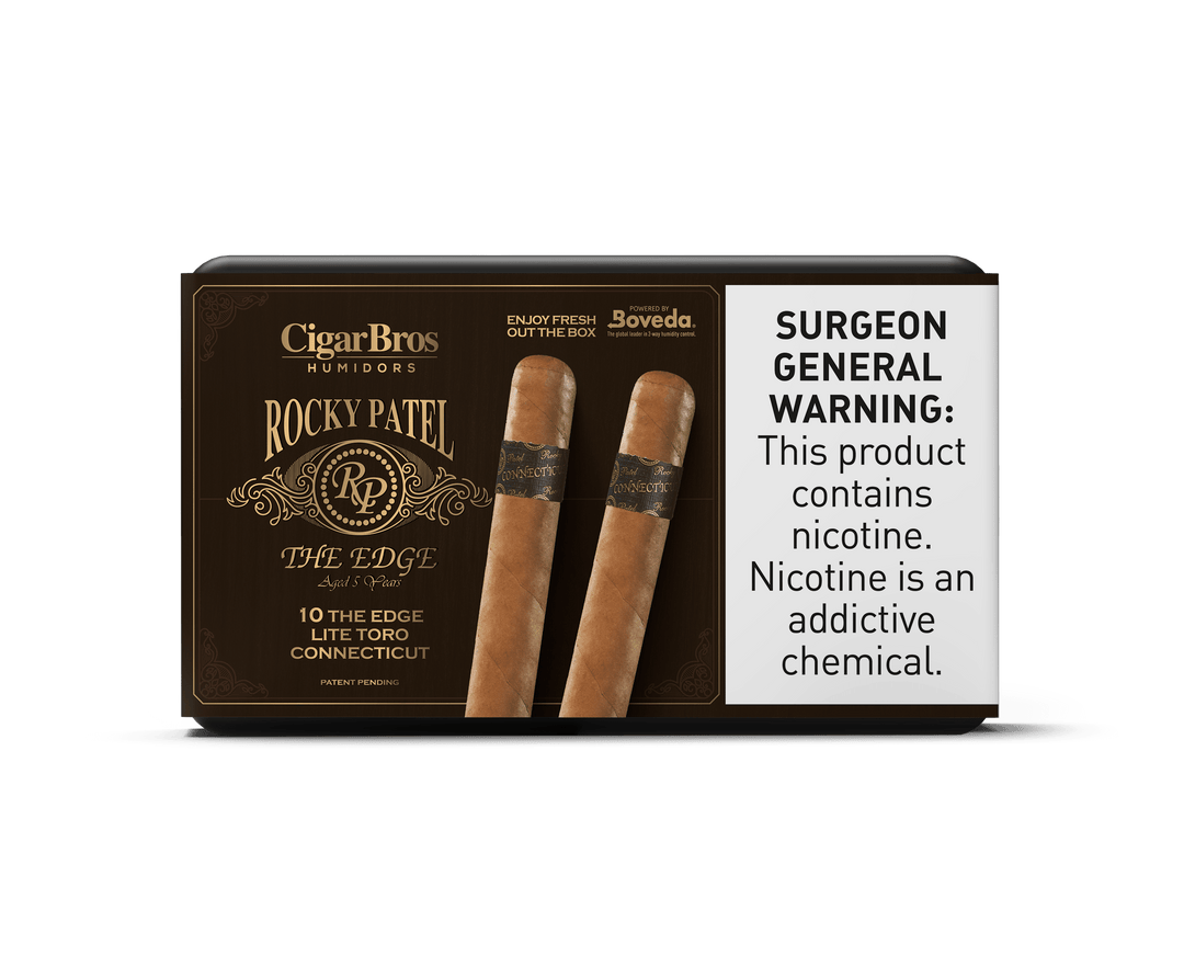 Rocky Patel Edge By CigarBros Cigars CigarBros 10ct Rocky The Edge Toro Connecticut + 7% Discount + FREE Humidor 