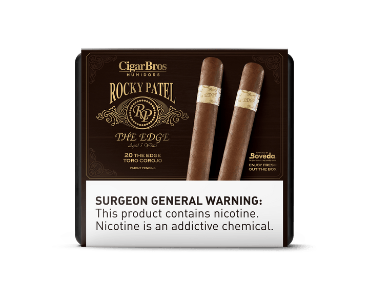 Rocky Patel Edge By CigarBros Cigars CigarBros 20ct Rocky The Edge Toro Corojo + 9% Discount + FREE Humidor 