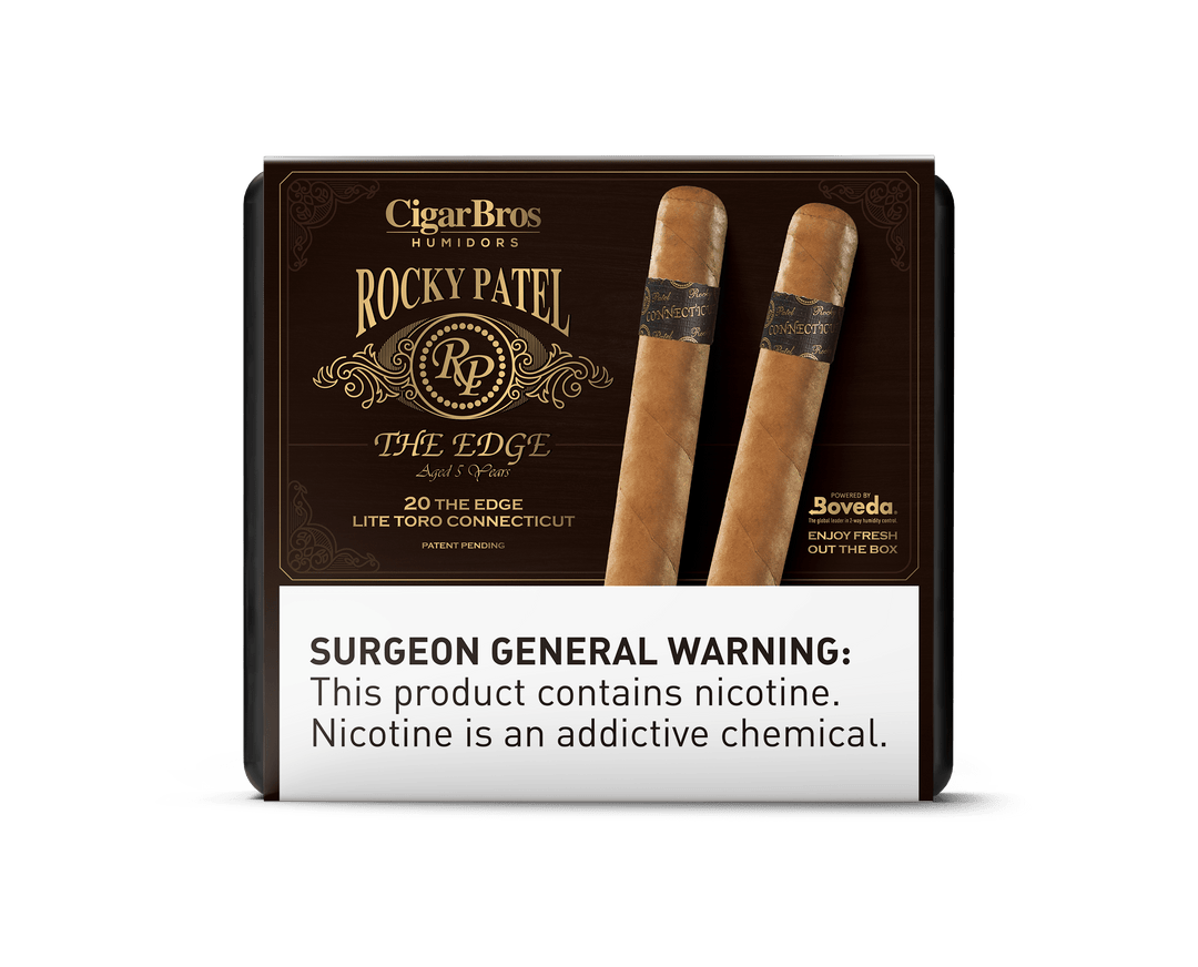 Rocky Patel Edge By CigarBros Cigars CigarBros 20ct Rocky The Edge Toro Connecticut + 9% Discount + FREE Humidor 