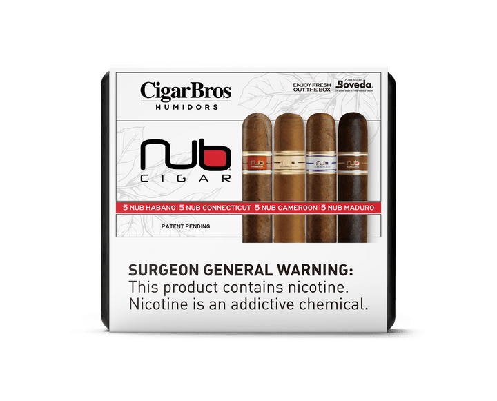 Nub by CigarBros Cigars CigarBros Nub Variety - 5ct Connecticut, 5ct Habano, 5ct Cameroon, 5ct Maduro + 9% Discount + FREE Humidor 