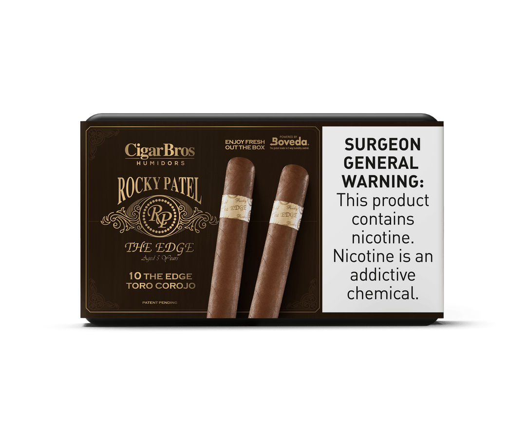 Rocky Patel Edge By CigarBros Cigars CigarBros 10ct Rocky The Edge Toro Corojo + 7% Discount + FREE Humidor 