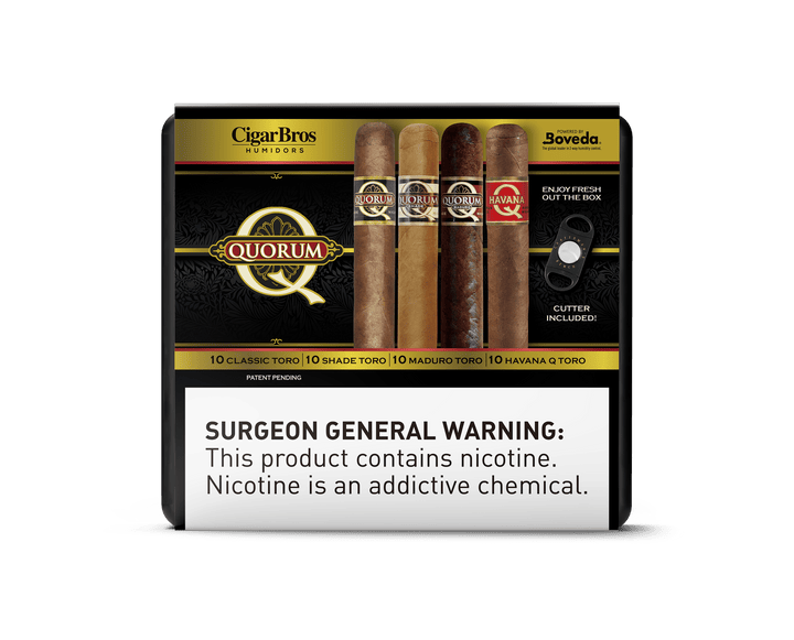 Quorum by CigarBros Cigars CigarBros Quorum Variety - 10ct Classic Toro, 10ct Shade Toro, 10ct Maduro Toro, 10 ct Havana Q Toro + 9% Discount + FREE Humidor 