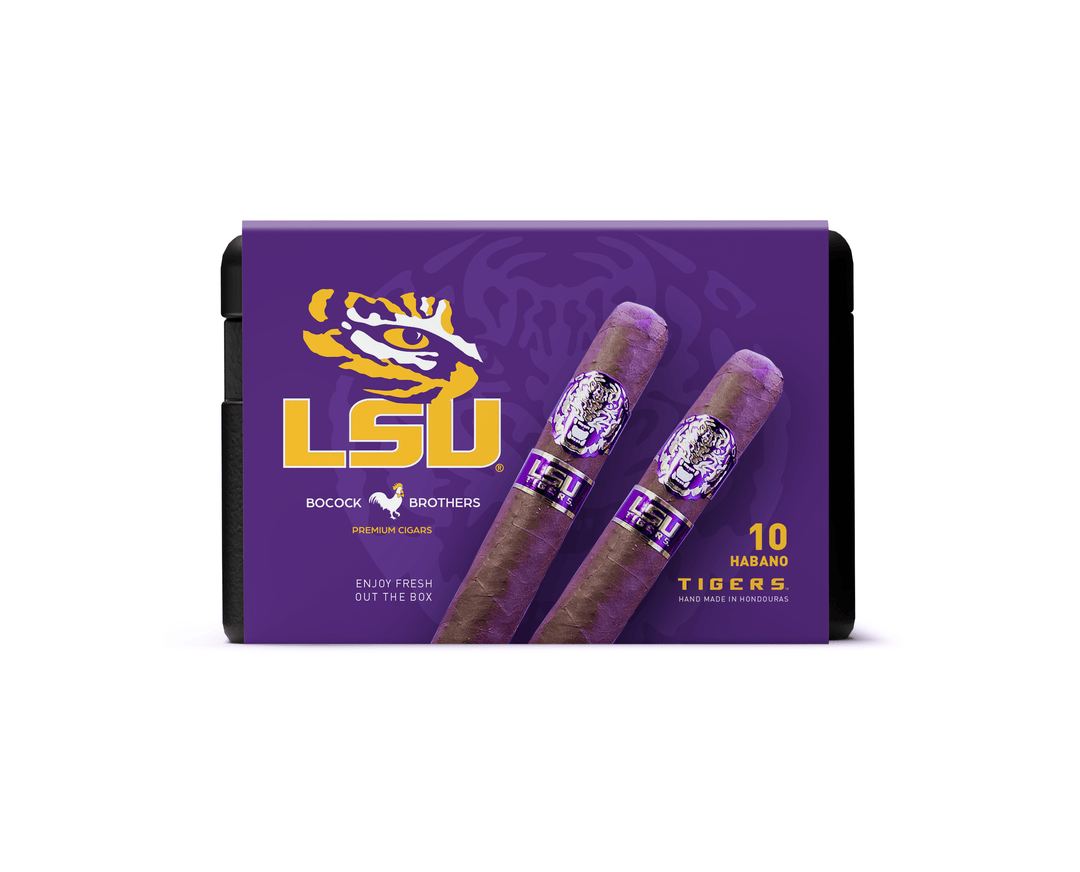 LSU Cigars By CigarBros Cigars CigarBros 10ct LSU Tigers Habano Toro + 7% Discount + FREE Humidor 