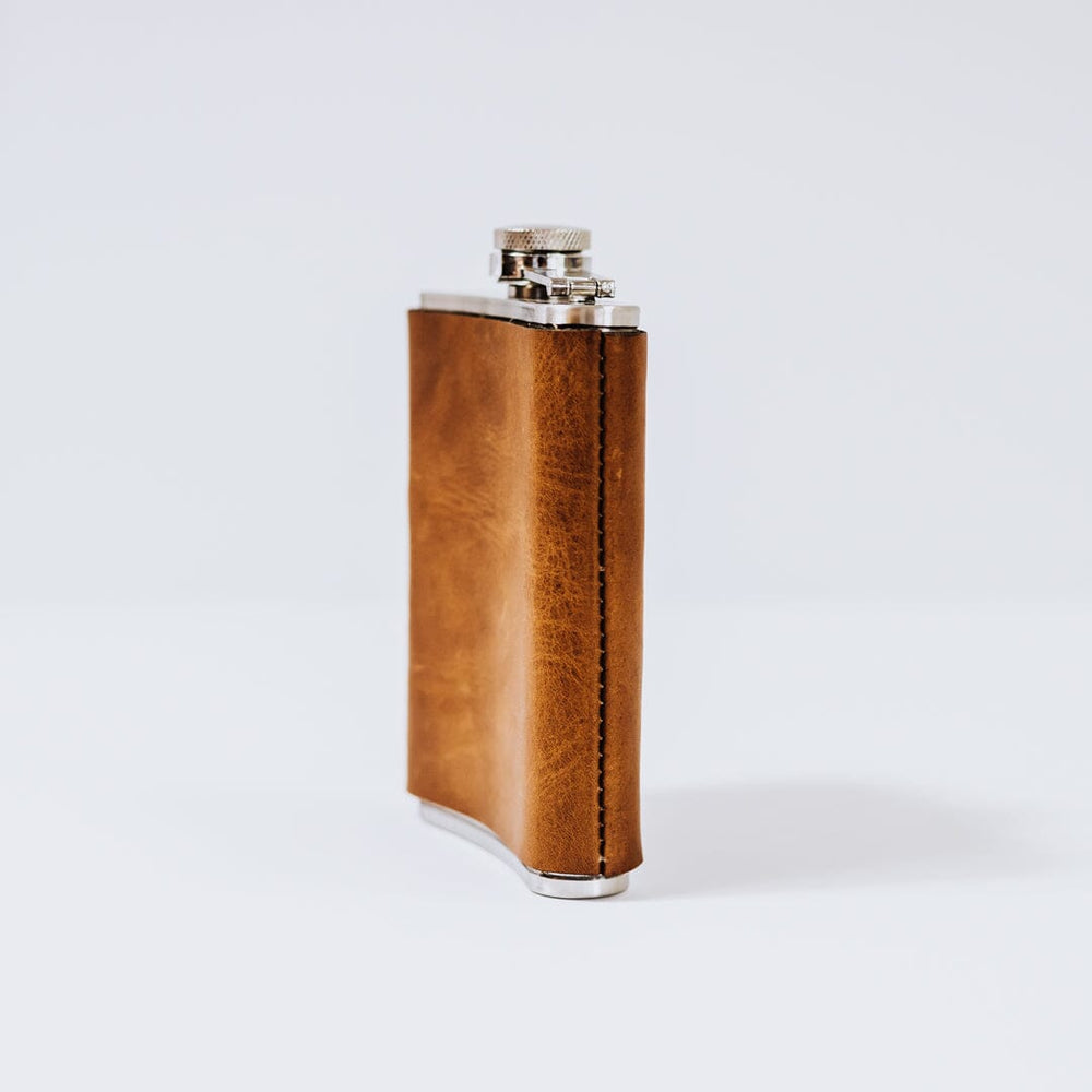 Old Rip Van Winkle Leather Wrapped Flask Home & Bar Pappy & Company 