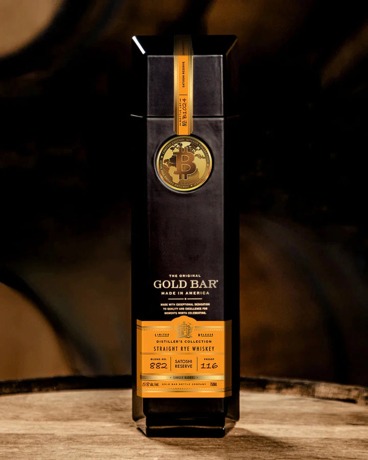 Gold Bar Bitcoin Satoshi Reserve Whiskey Limited Edition Blended Whiskey Gold Bar 