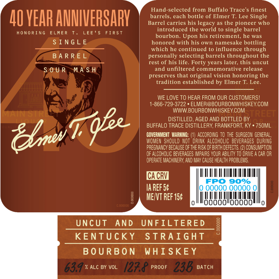 Elmer T. Lee 40 Year Anniversary Single Barrel Bourbon 127.8 Proof Bourbon Elmer T. Lee 