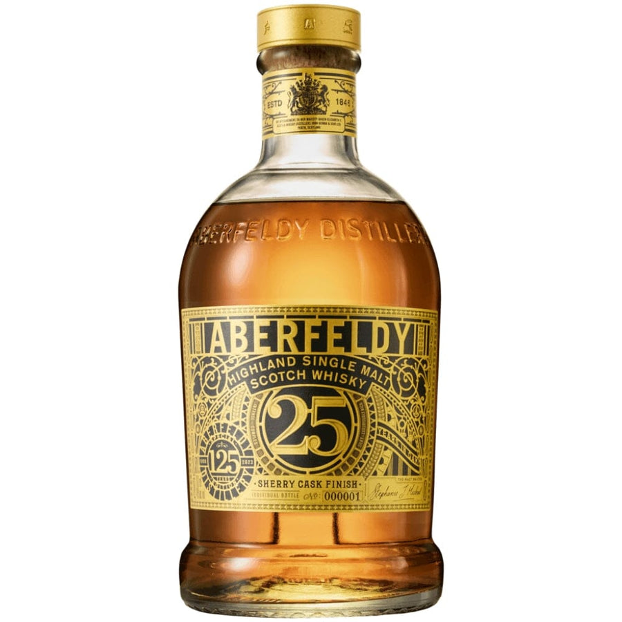 Aberfeldy 25 Year Old 125th Anniversary Limited Edition Sherry Cask Single Malt Scotch 700mL Scotch Aberfeldy 