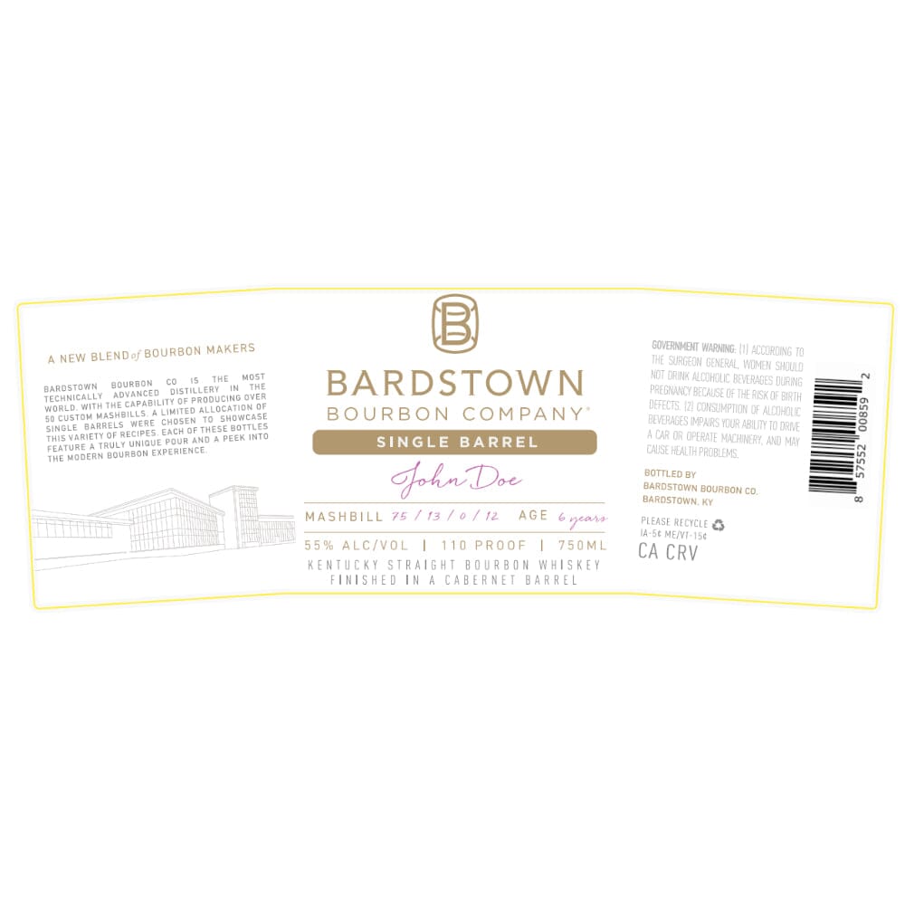 Bardstown Bourbon Single Barrel Bourbon Finished in a Cabernet Barrel Bourbon Bardstown Bourbon Company 