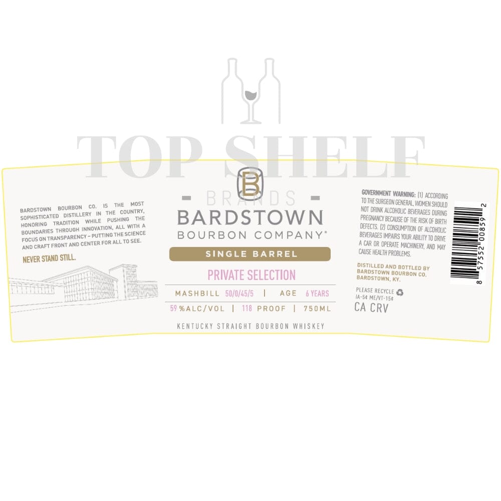 Bardstown Bourbon Single Barrel Private Selection Bourbon Bardstown Bourbon Company 