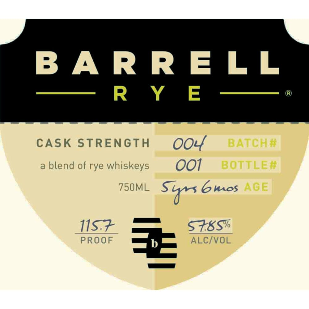 Barrell Rye Batch 004 Rye Barrell Craft Spirits 
