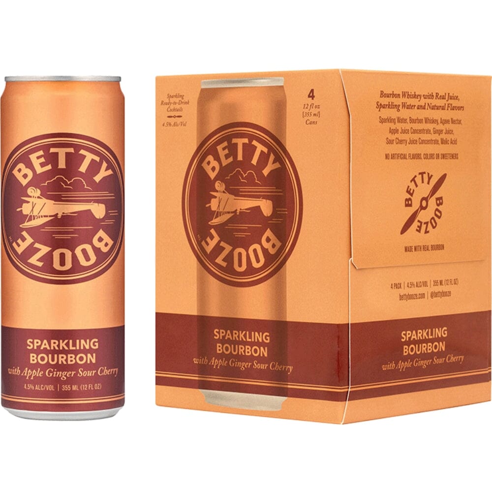 Betty Booze Sparkling Bourbon With Apple Ginger Sour Cherry 4pk Canned Cocktails Betty Booze 