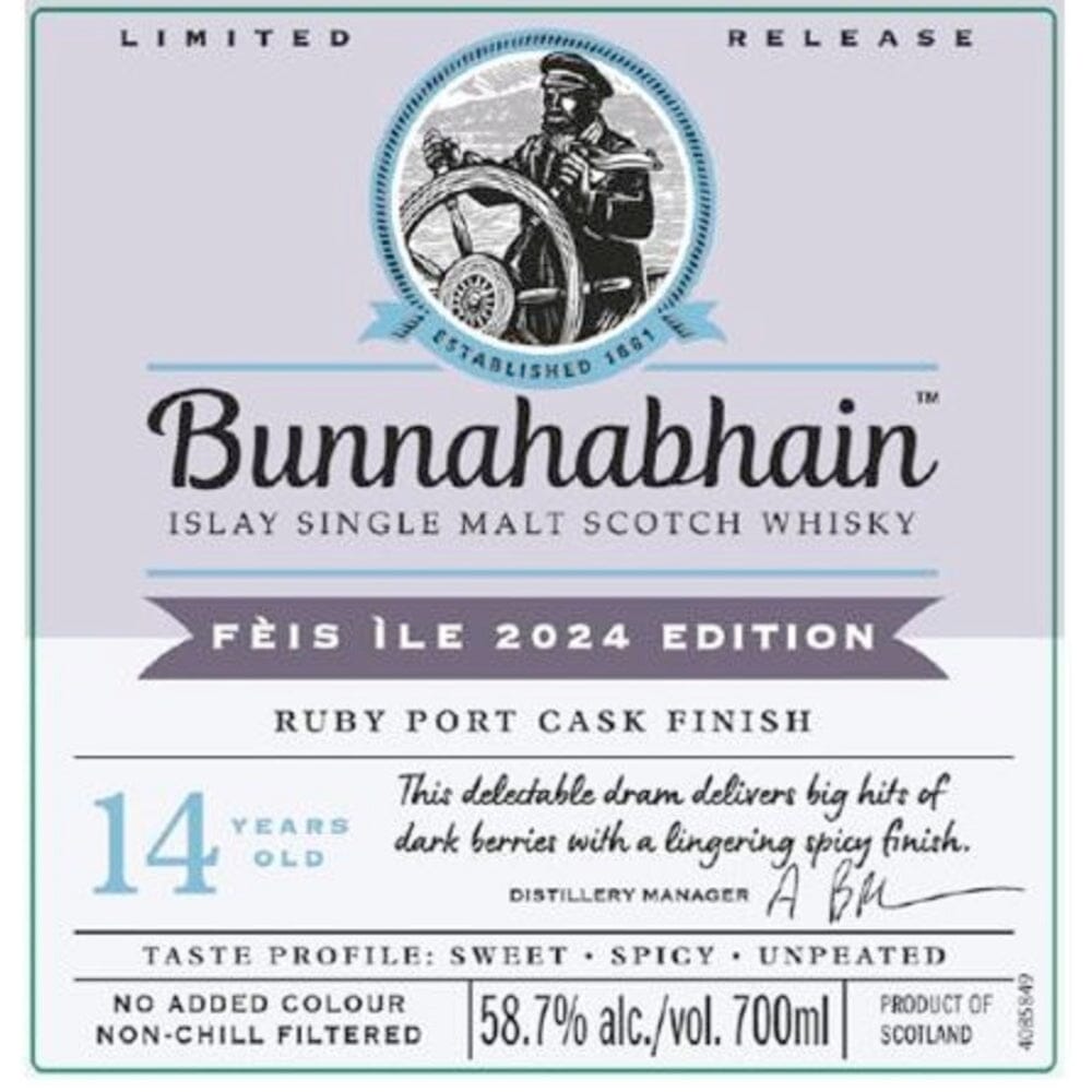 Bunnahabhain Fèis Ìle 2024 Ruby Port Cask Finish Scotch Bunnahabhain 