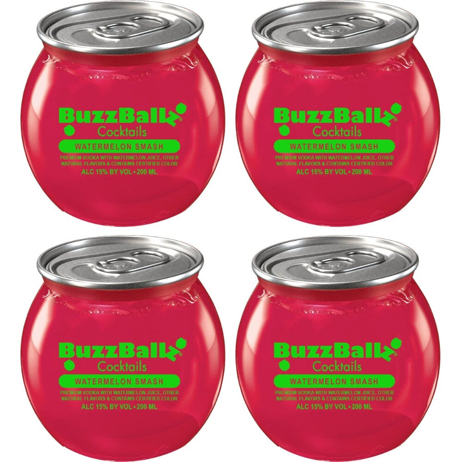 Buzzballz Watermelon Smash Pre-Mixed Cocktails 4-Pack Ready-To-Drink Cocktails Buzzballz 