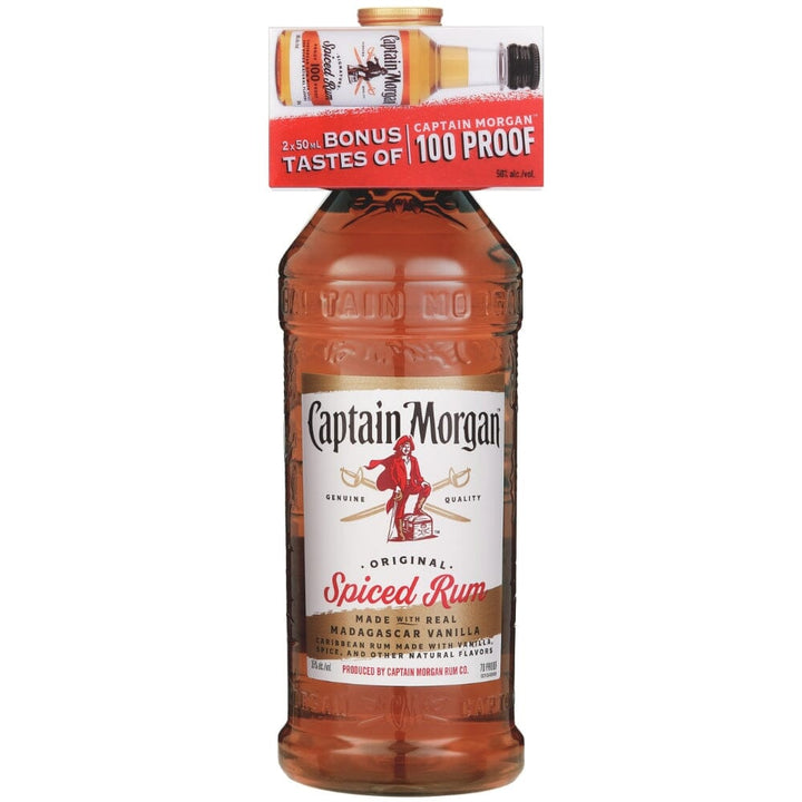 Captain Morgan 1.75L W/2 x 50ml 100 Proof Mini Bottles Rum Captain Morgan 