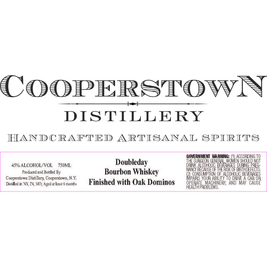 Cooperstown Doubleday Bourbon Finished with Oak Dominos Bourbon Cooperstown Distillery 