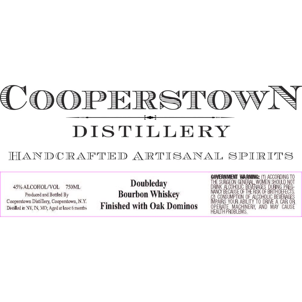 Cooperstown Doubleday Bourbon Finished with Oak Dominos Bourbon Cooperstown Distillery 