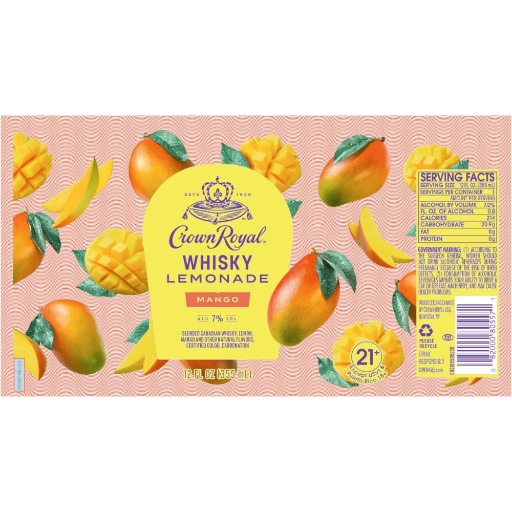 Crown Royal Whisky Lemonade Mango Canned Cocktail Canned Cocktails Crown Royal 