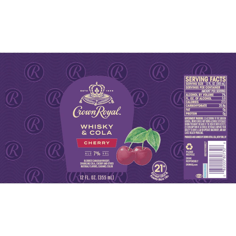 Crown Royal Whisky & Cola Cherry Ready-To-Drink Cocktails Crown Royal 
