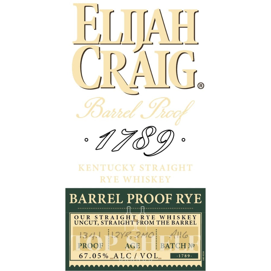 Elijah Craig 12 Year Old Barrel Proof Rye Rye Whisky Elijah Craig 