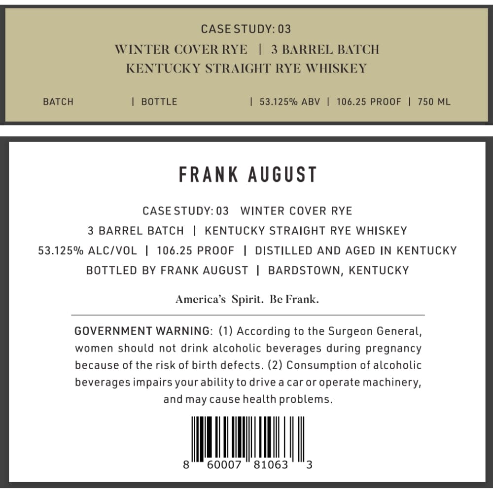 Frank August Case Study: 03 Rye Whiskey Frank August 