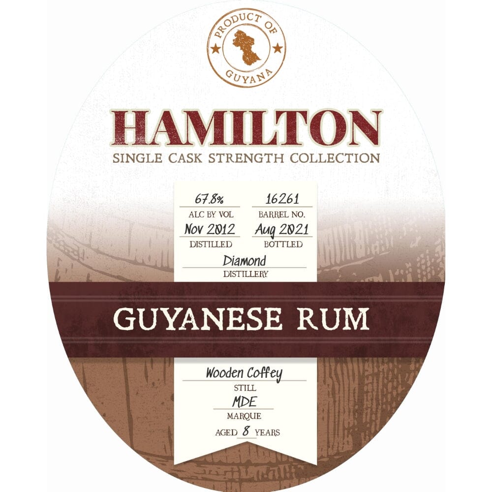 Hamilton Demerara #16261 by Diamond Distillery Guyana 2012 Rum Hamilton 