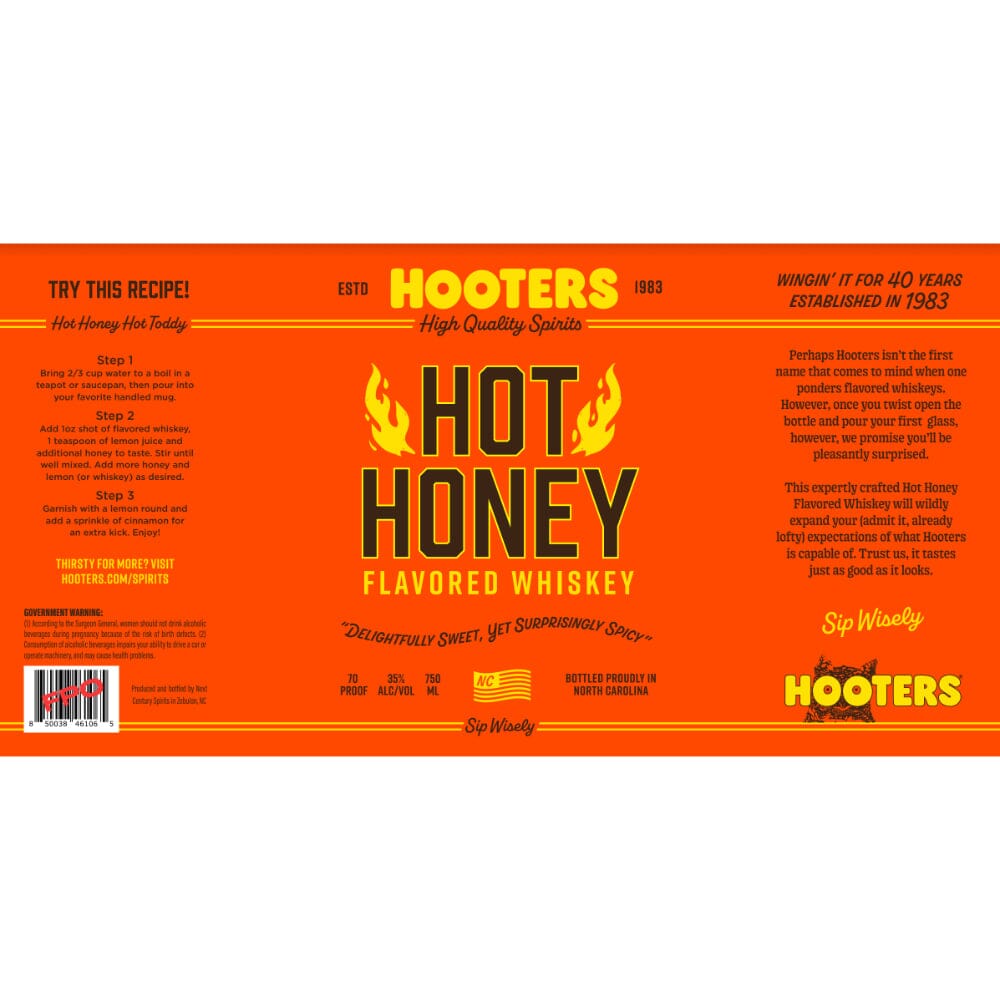 Hooters Hot Honey Flavored Whiskey Flavored Whiskey Hooters Spirits 