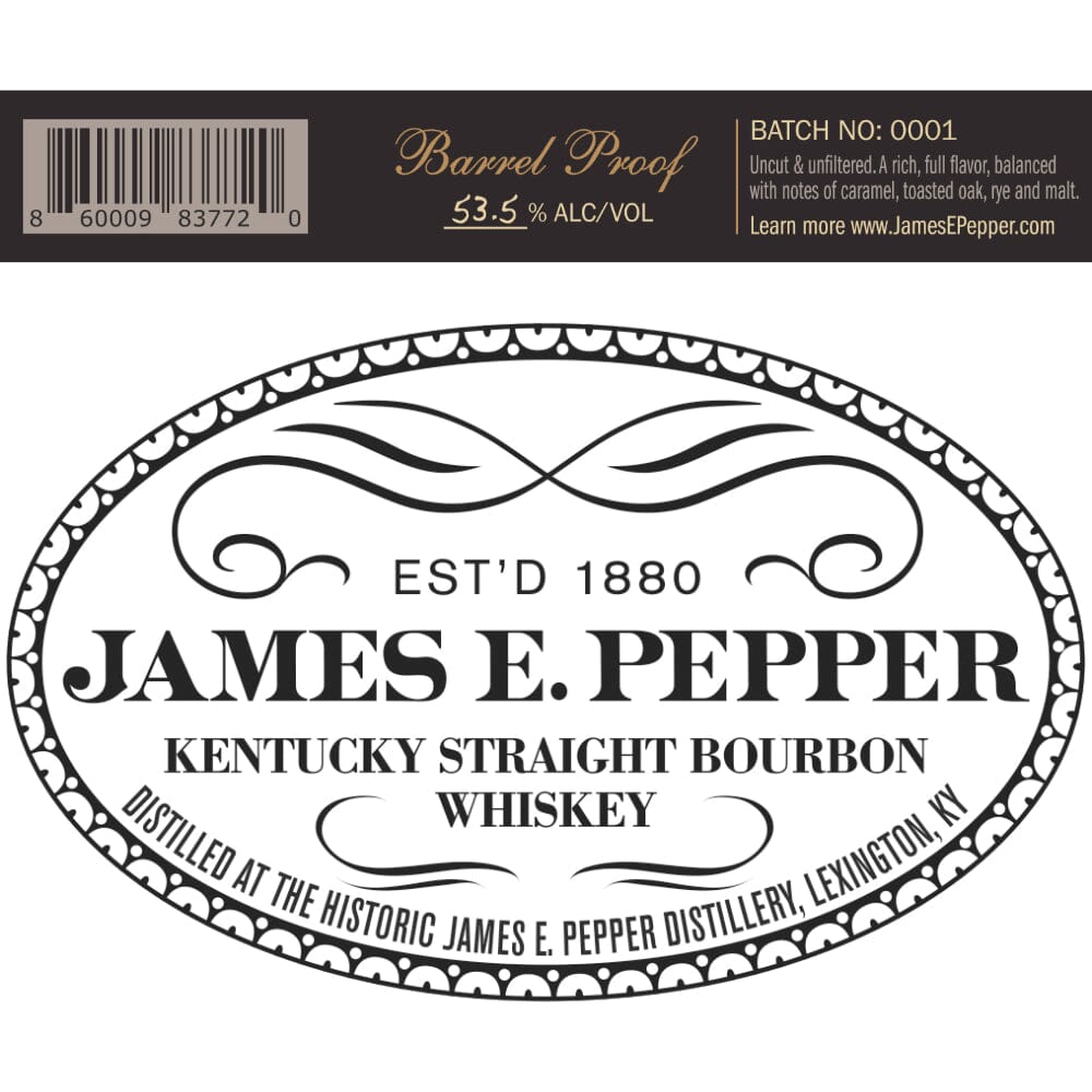 James E. Pepper Barrel Proof Kentucky Straight Bourbon Bourbon James E. Pepper 