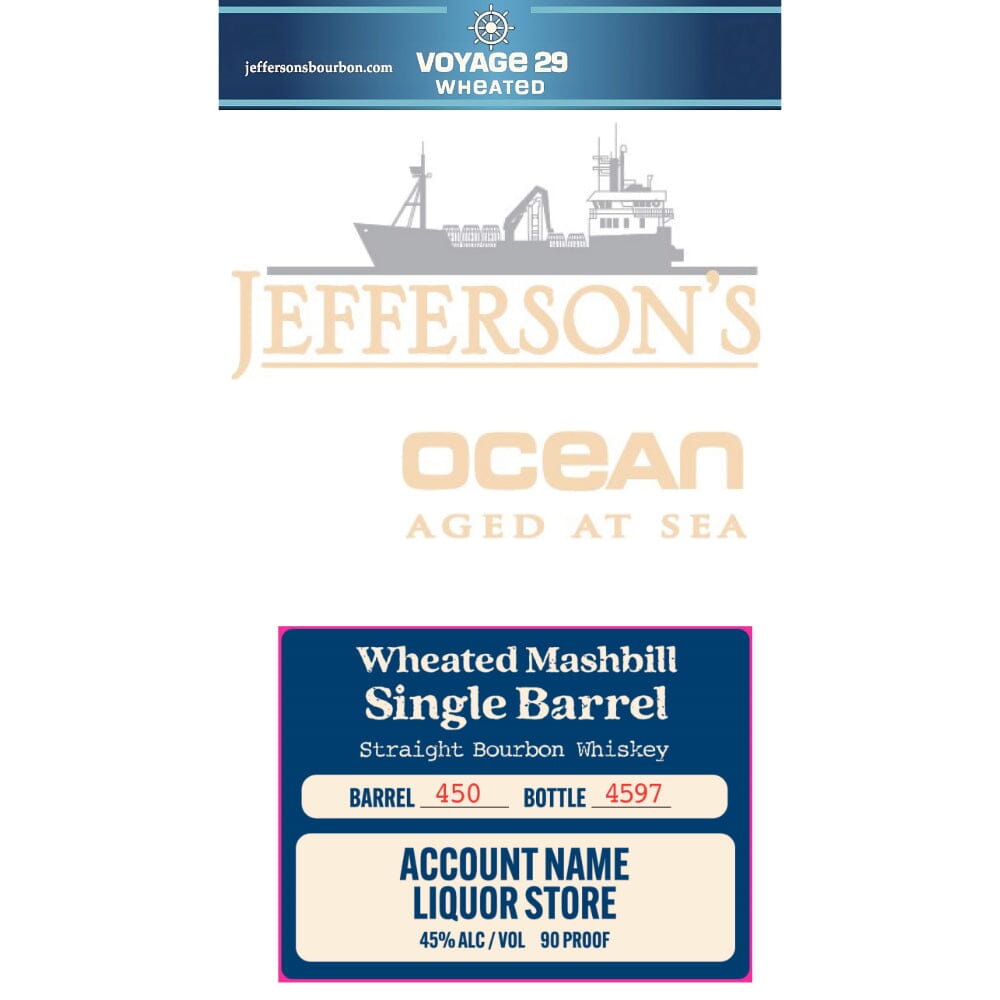 Jefferson’s Ocean Aged at Sea Wheated Mashbill Single Barrel Bourbon Bourbon Jefferson's 