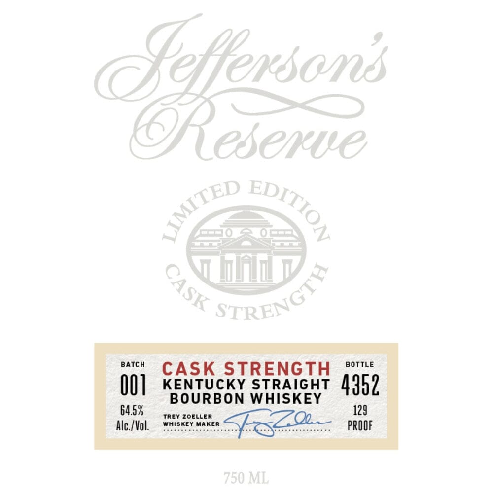 Jefferson’s Reserve Limited Edition Cask Strength Bourbon Bourbon Jefferson's 